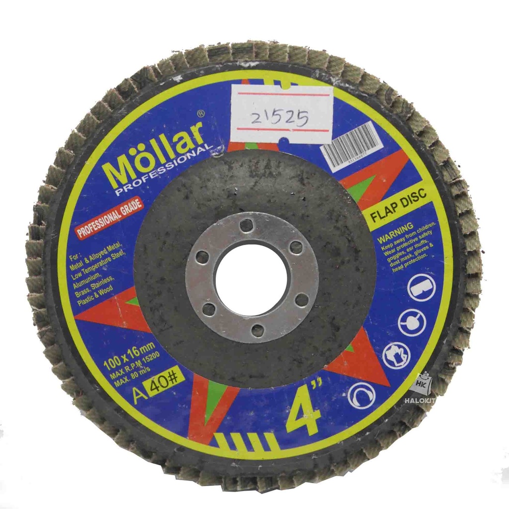 MOLLAR FLAP DISC 4 INCHI UKURAN 40 / AMPLAS TUMPUK / MATA GERINDA